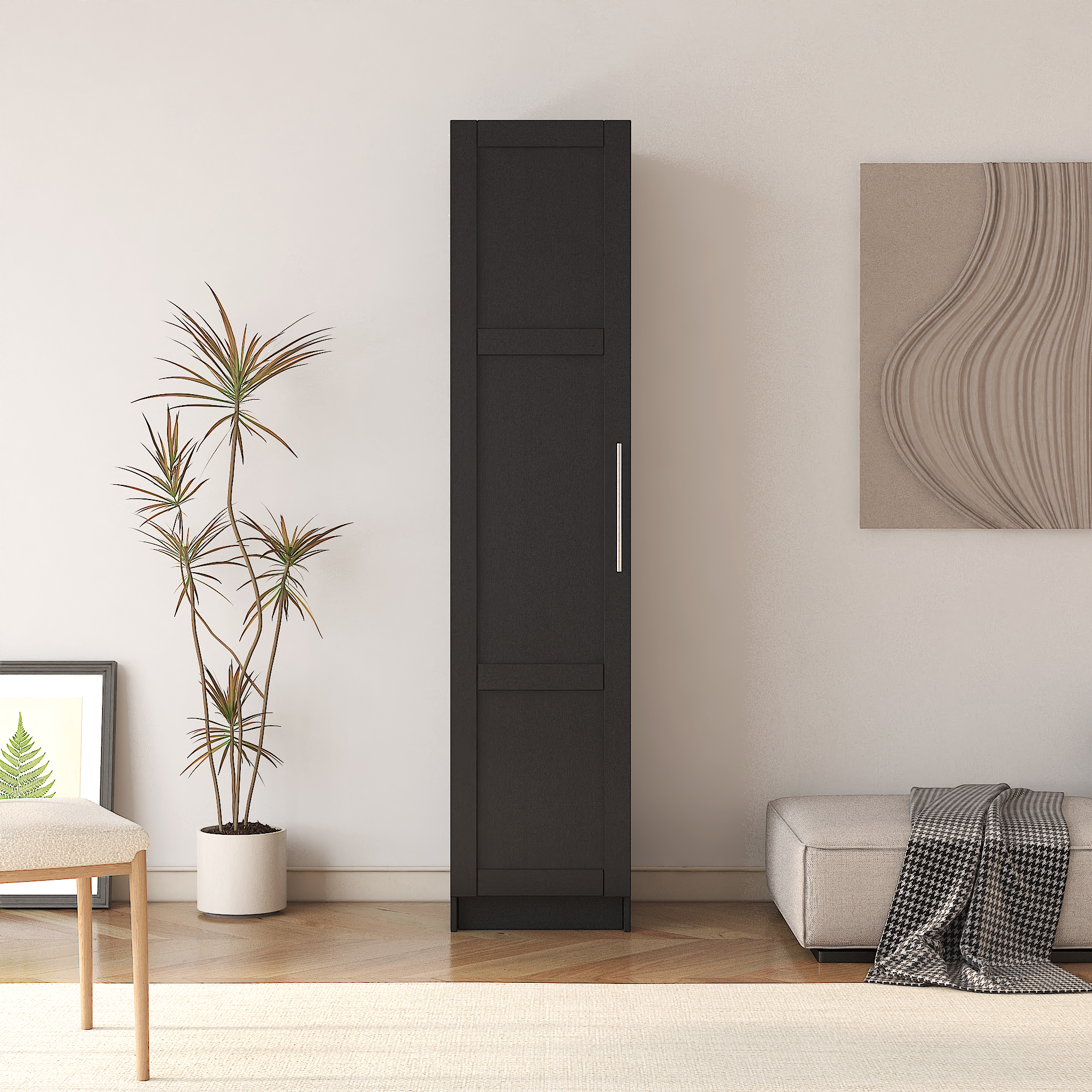 Stackable Wall Mounted Storage Cabinet, 15.75 D X 15.75 W X 70.87 H,black - Image 1