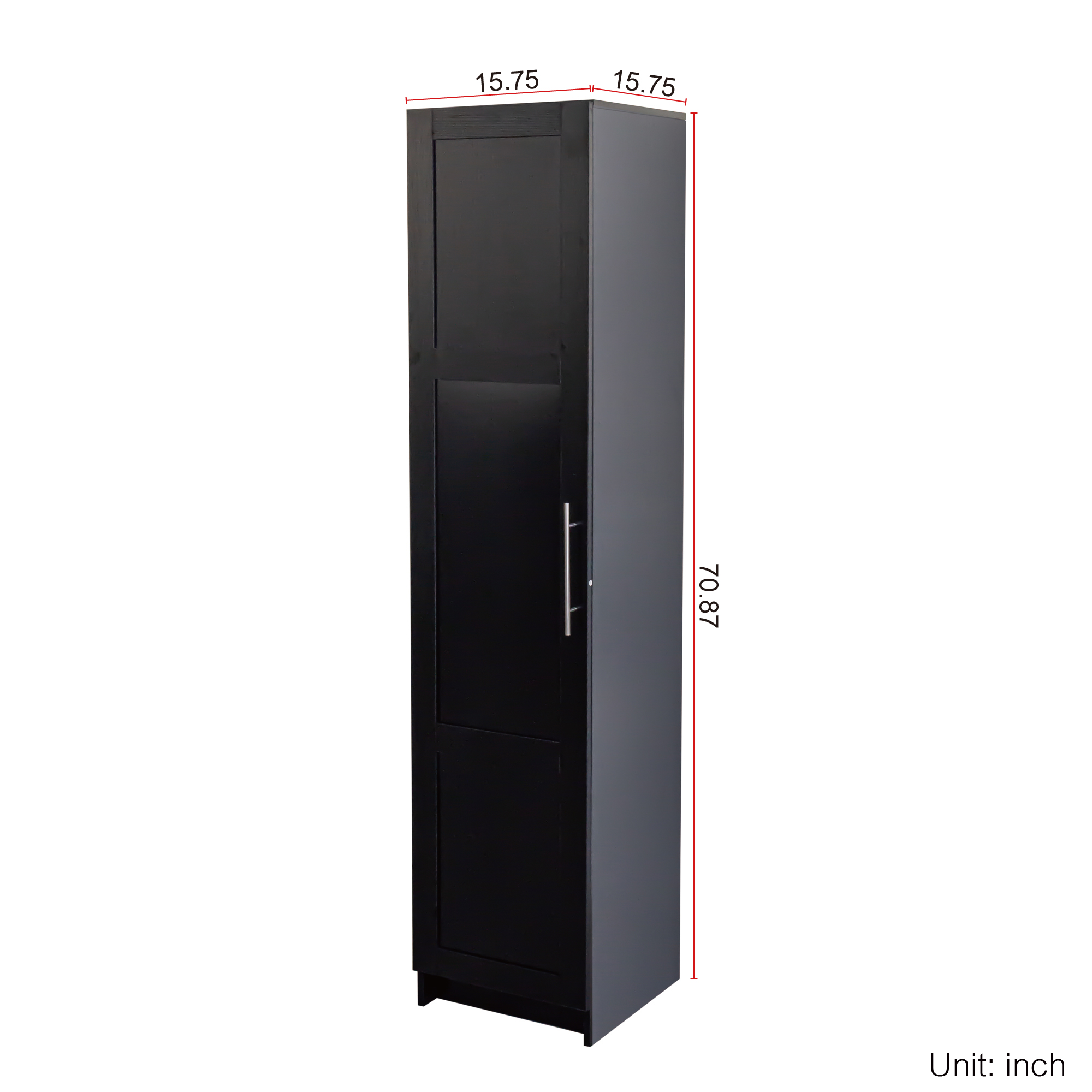Stackable Wall Mounted Storage Cabinet, 15.75 D X 15.75 W X 70.87 H,black