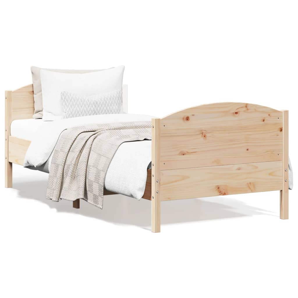 solid wood bed without mattress, pine wood 75 x 190 cm Nature