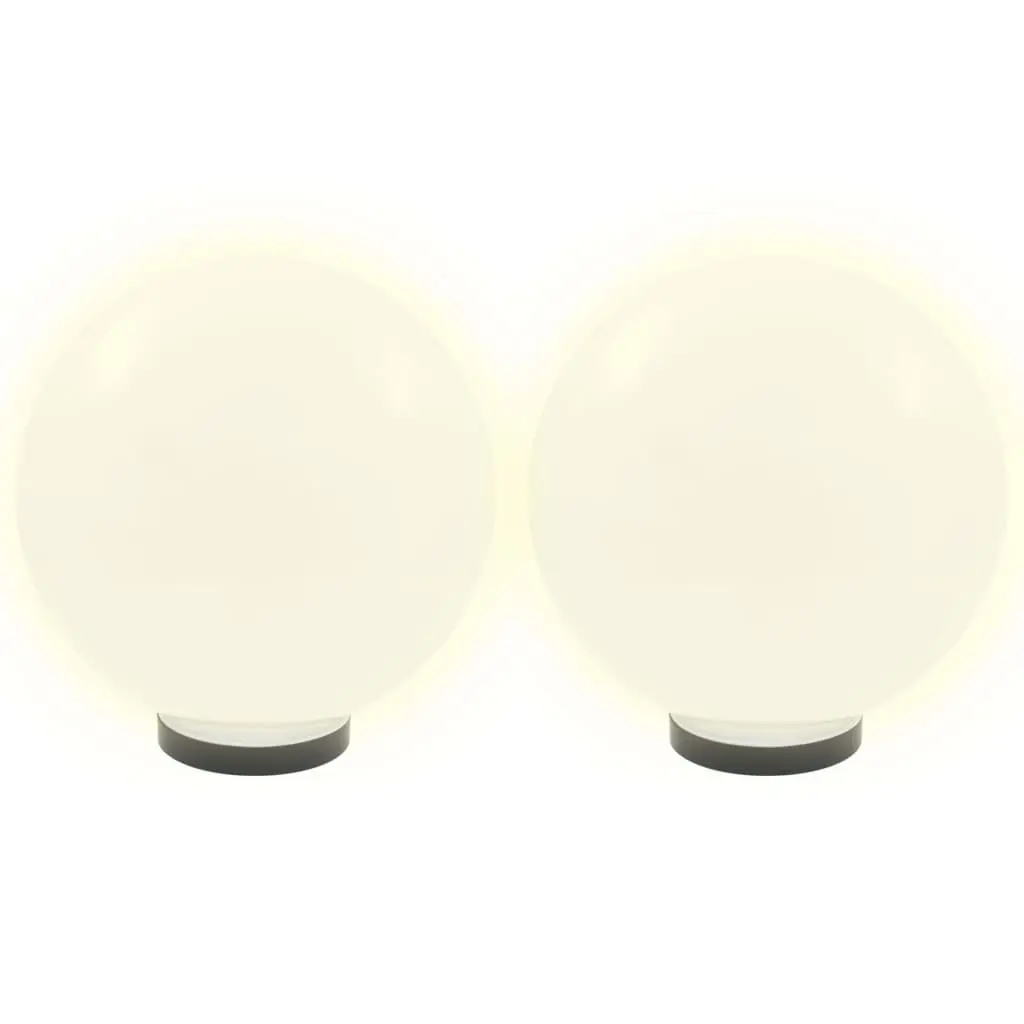 LED garden lights, 2 pieces, spherical, 30 cm, PMMA