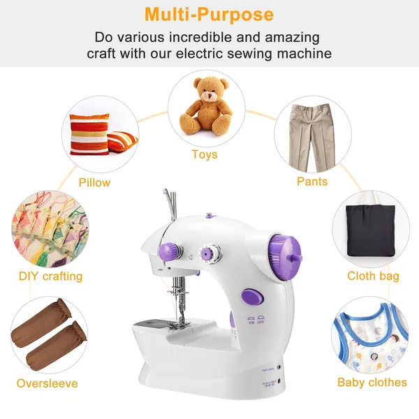Electric Sewing Machine Portable 2 Speed Overlock Foot W/ view 5