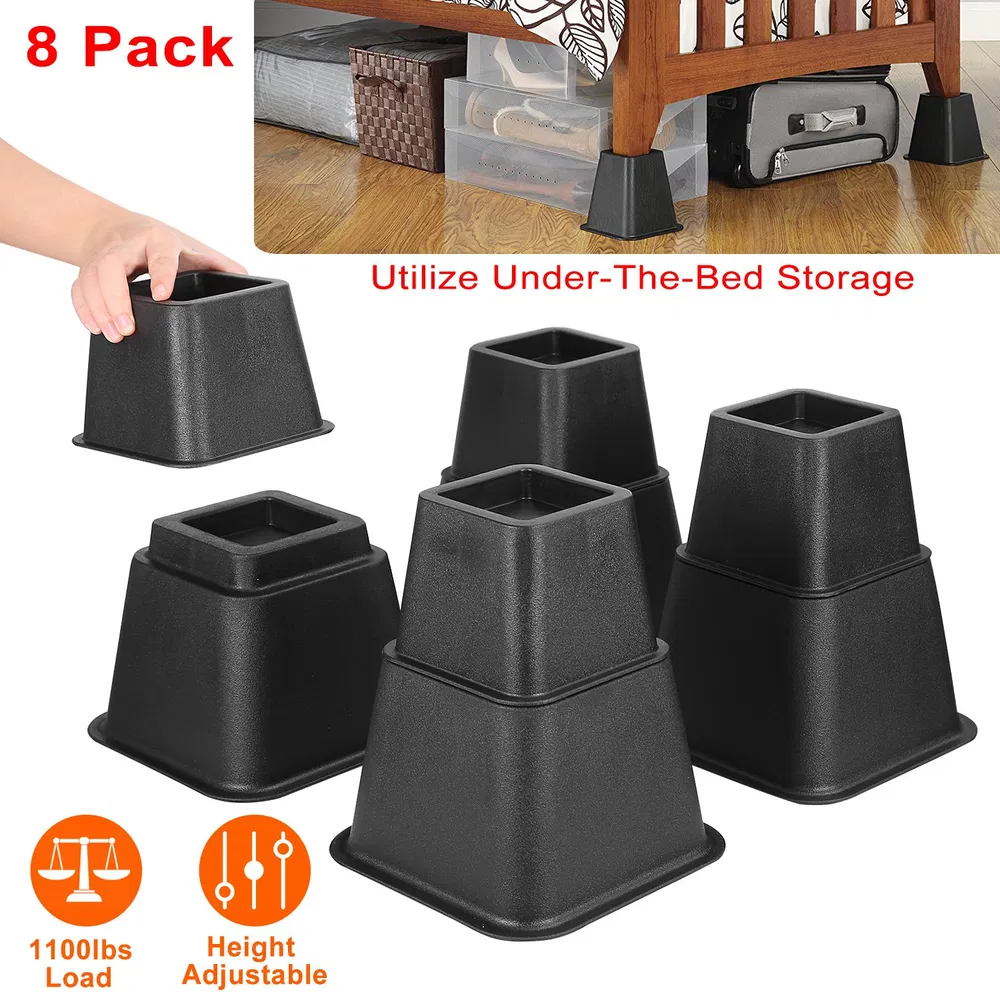Furniture Risers 500kg 1100lbs Capacity Bed Lifters Adjustable Couch Table Chair Risers Black - Shop at LoveMi