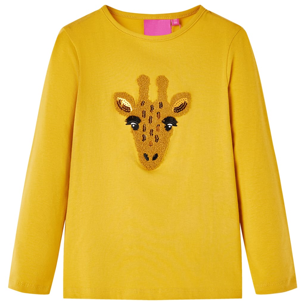 Children's long-sleeved shirt, dark ochre, size 104; Children's long-sleeved shirt, dark ochre, size 116