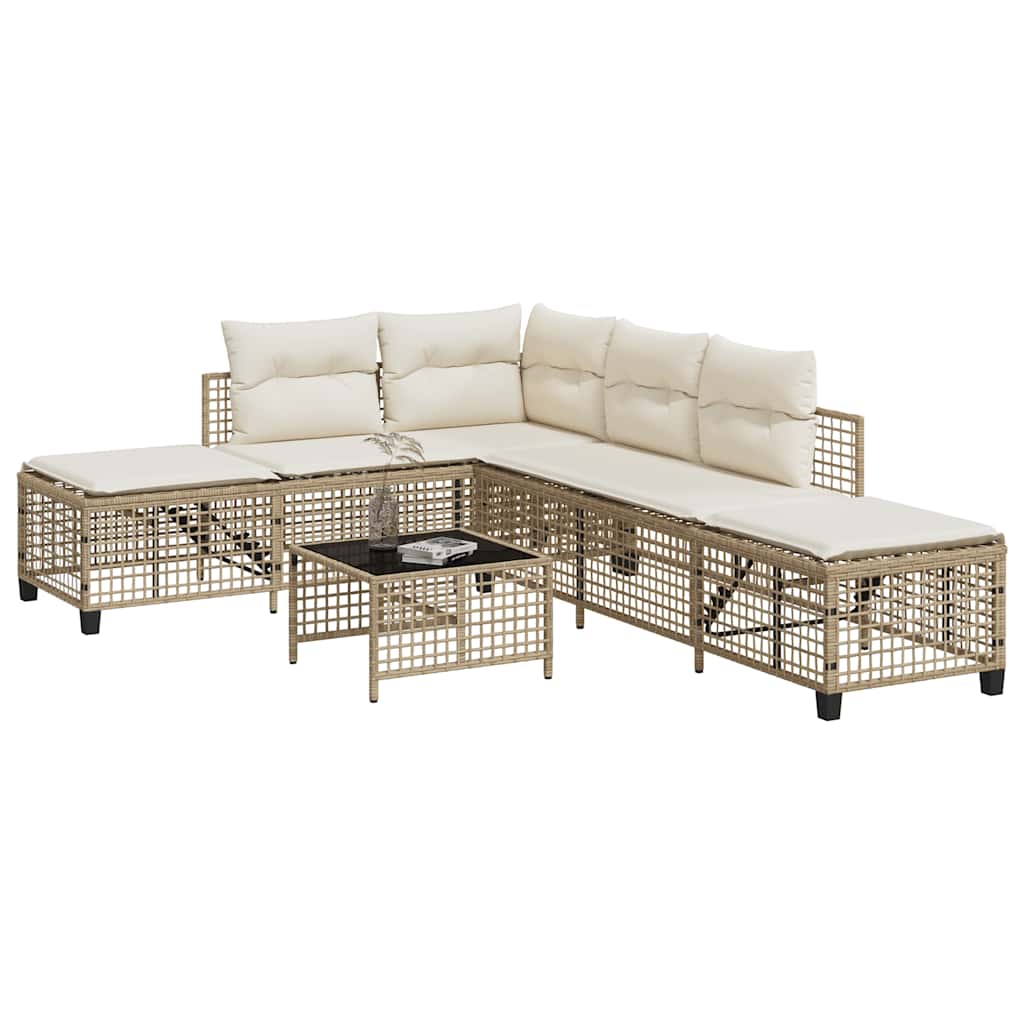 3 piece garden corner sofa set with cushions, poly rattan Beige - Shop at LoveMi