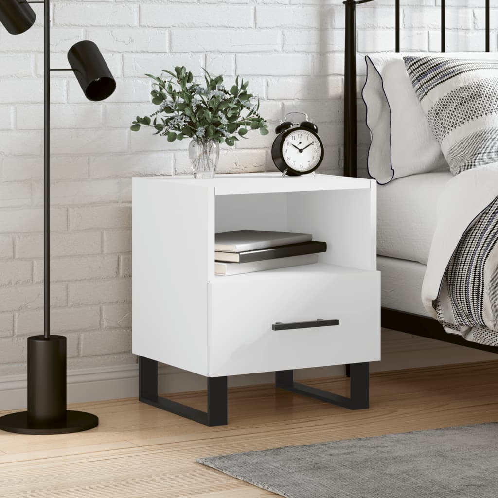 bedside table 40x35x47.5 cm, engineered wood, bedside table Sonoma oak White - Shop at LoveMi