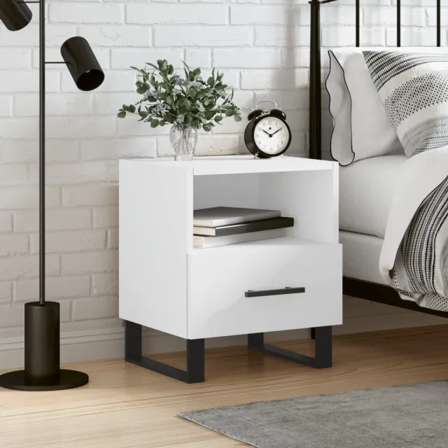 bedside table 40x35x47.5 cm, engineered wood, bedside table Sonoma oak White - Shop at LoveMi