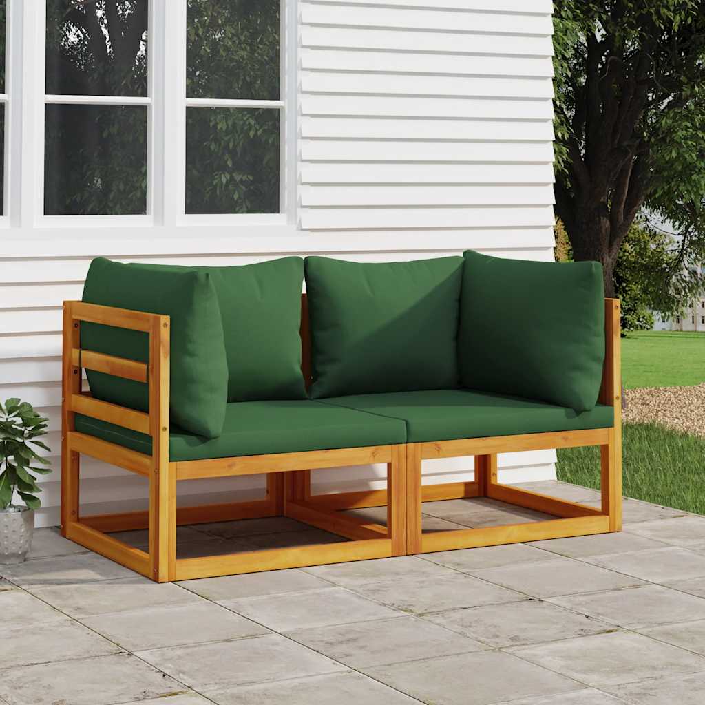 3 piece garden lounge set with cushions, solid acacia wood Green - Shop at LoveMi