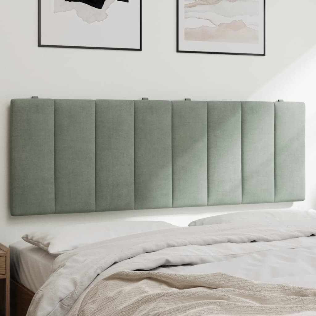 Headboard Cushion "Hanko" 100 cm Velvet Headboard Cushion Light Grey - Shop at LoveMi