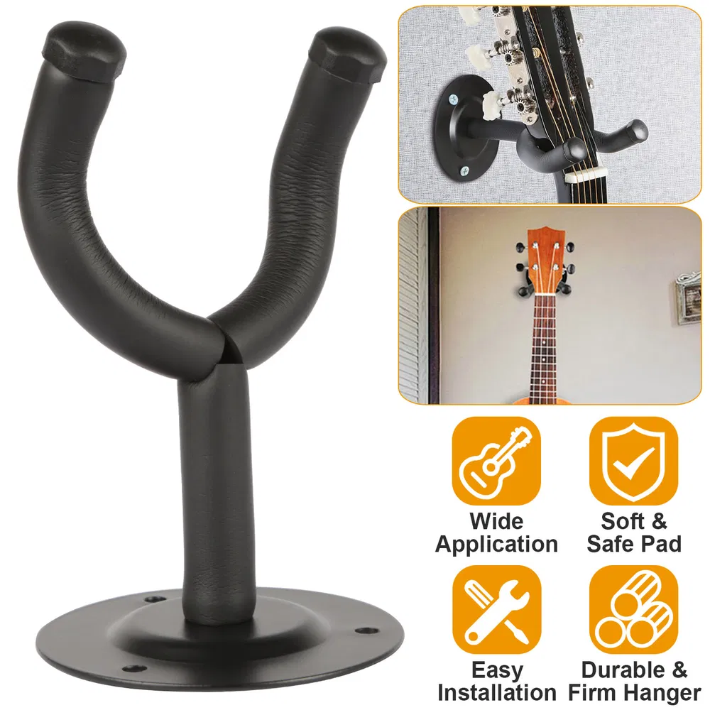 Wall Mount Guitar Hanger Padded Steel Guitar Bracket Holder Hook Rack Black - Shop at LoveMi