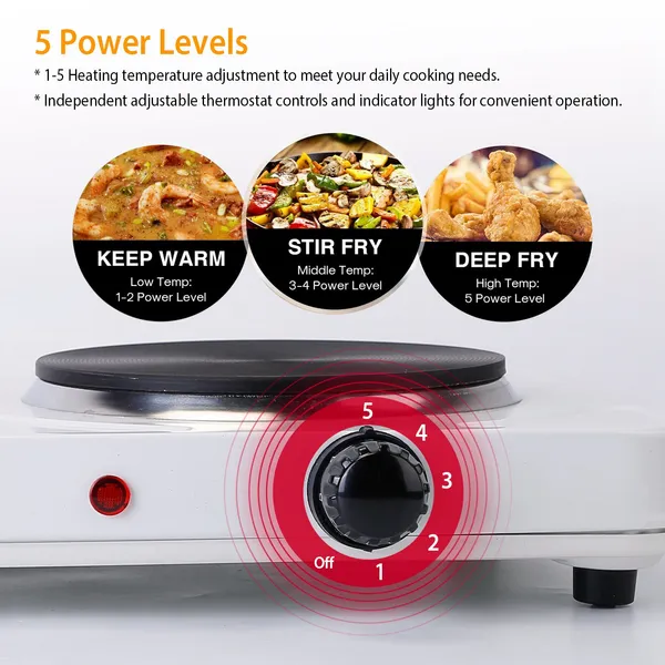 2000W Double Electric Burner Portable Dual Counter Stove Countertop Hot Plate Kitchen Cooker Stove With 5 Gear Temperature Control — foto 5