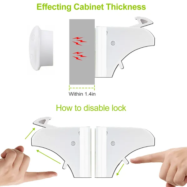 Magnetic Cabinet Locks Child Safety Drawer Locks Adhesive — White view 4