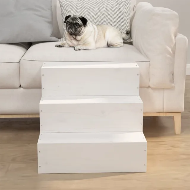 Pet Stairs 40x37, Solid Pine Wood White - Shop at LoveMi