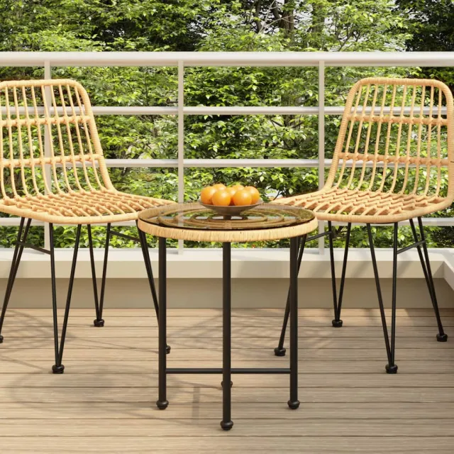 dining table Ø50 cm tempered glass and Brown - Shop at LoveMi