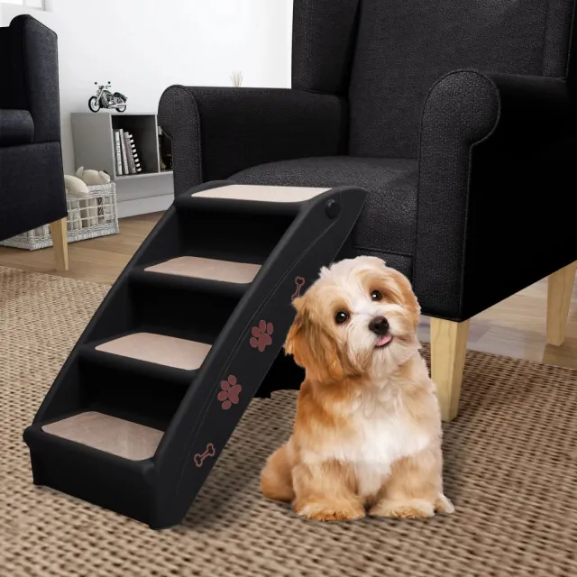 Foldable Dog Stairs Cream 62x40x49.5 cm Dog Stairs Black - Shop at LoveMi