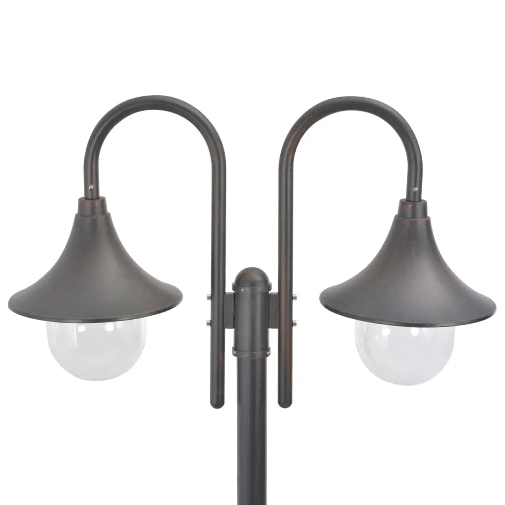 Garden Bollard Light E27 220 cm 2-Lantern Bronze