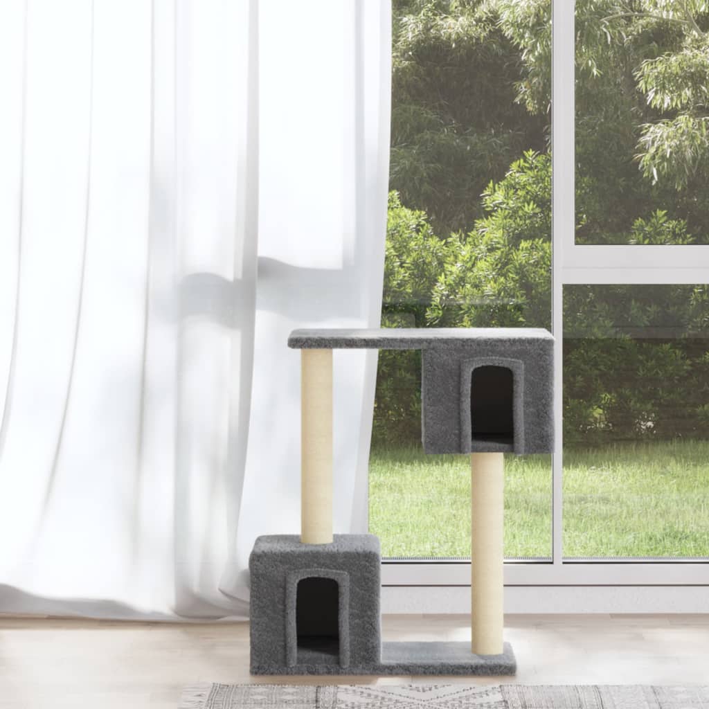 Cat Tree with Sisal Scratching Posts 60 cm Light Grey - Shop at LoveMi