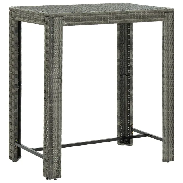Garden Bar Table 100x60.5x110.5 cm Poly Rattan Garden Bar Table Gray - Shop at LoveMi