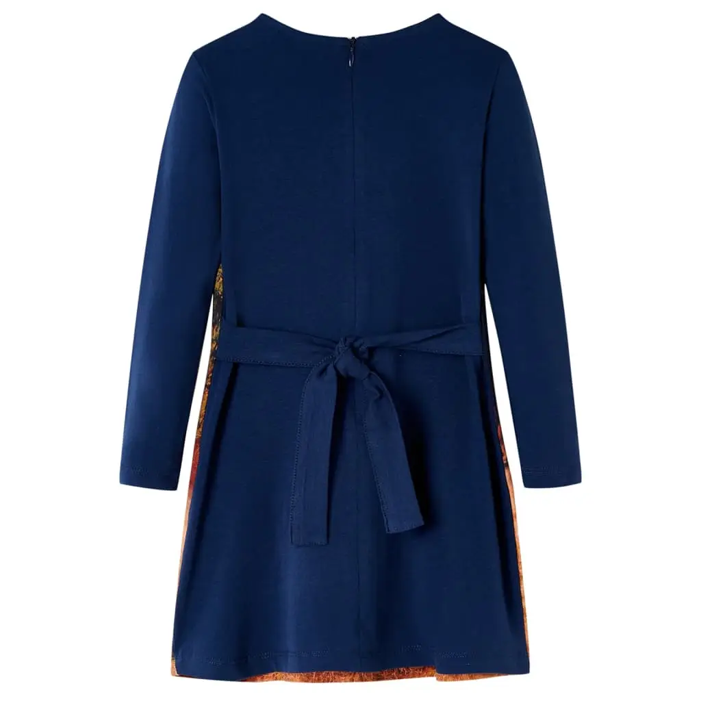 Children's dress with long sleeves, navy blue, size 104. Children's dress with