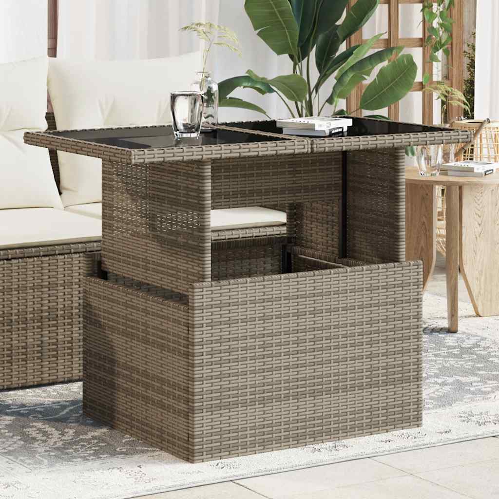 garden table with glass top poly rattan Gray - Shop at LoveMi