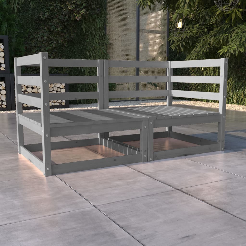 Garden Sofa 2 Seater Solid Pine Wood Garden Sofa 2 Seater Gray - Shop at LoveMi