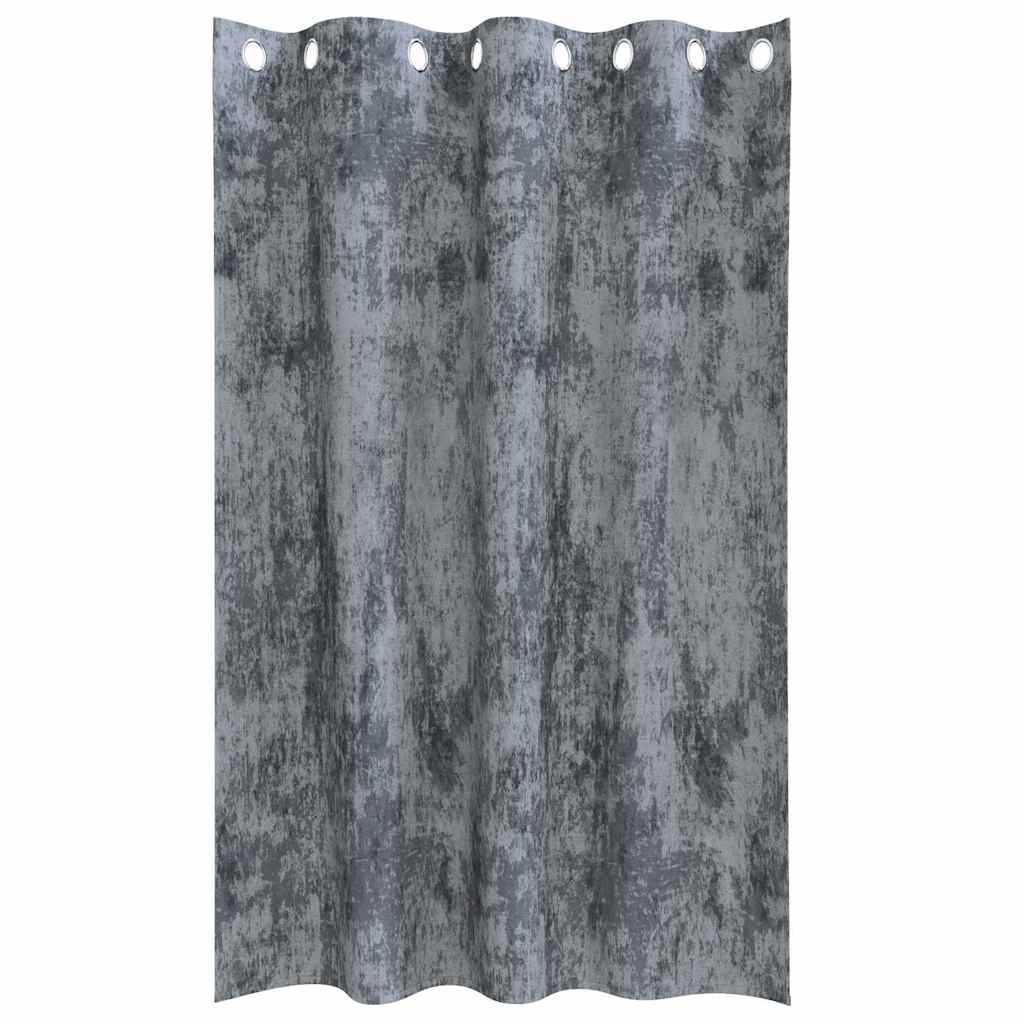   Curtain Set of 2 Silver Velvet