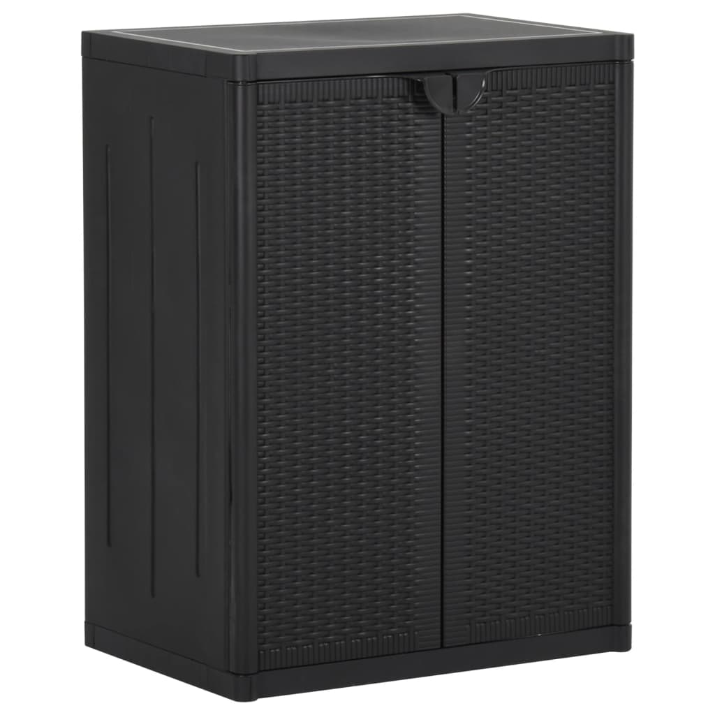 Garden Cabinet 65x PP Rattan Look Black - Shop at LoveMi