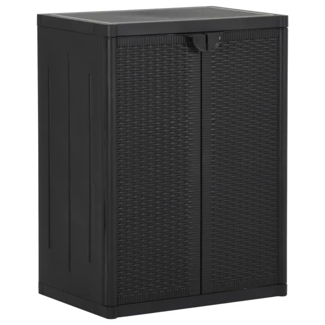 Garden Cabinet 65x PP Rattan Look Black - Shop at LoveMi