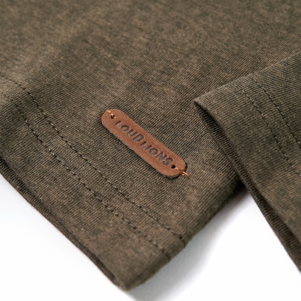 Children's long-sleeved shirt, khaki melange, size 104; Children's long-sleeved shirt, khaki melange, size 116