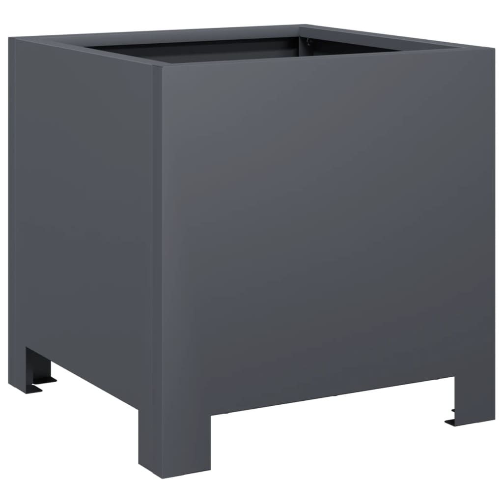 Anthracite Steel Garden Flower Pot Rust Resistant Outdoor Planter_voghion.com