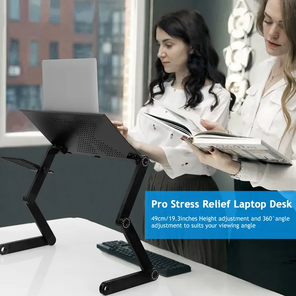 Foldable Laptop Table Bed Notebook Desk With Mouse Board Aluminum Alloy Breakfast Snacking Tray For Home Office Travel Use 2