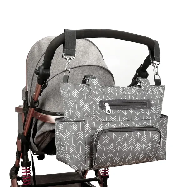 8Pcs Baby Nappy Diaper Bags Set For Mom Dad Mummy Handbags Multifunctional Diaper Changing Bags With Bottle Bag Mesh Bag Purse Diaper Pad 2 Burp Cloths 2 Hook Straps - View 3