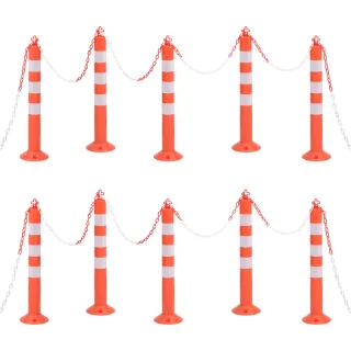 bollards, 10 pieces, with chain, 75 cm