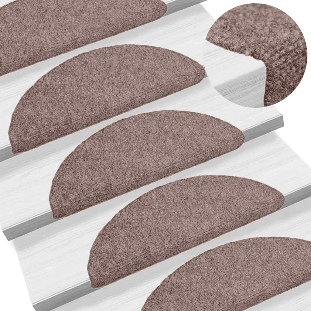   Self-Adhesive Stair Treads, 15 Pieces, 56x Light Brown, Semicircular