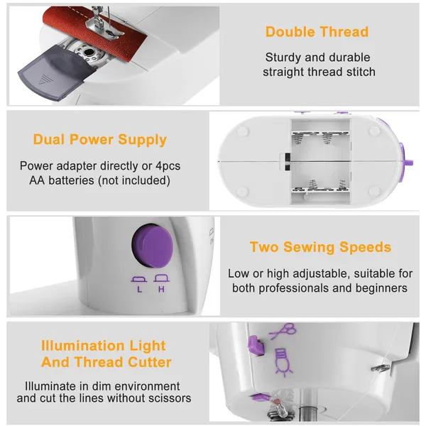Electric Sewing Machine Portable 2 Speed Overlock Foot W/