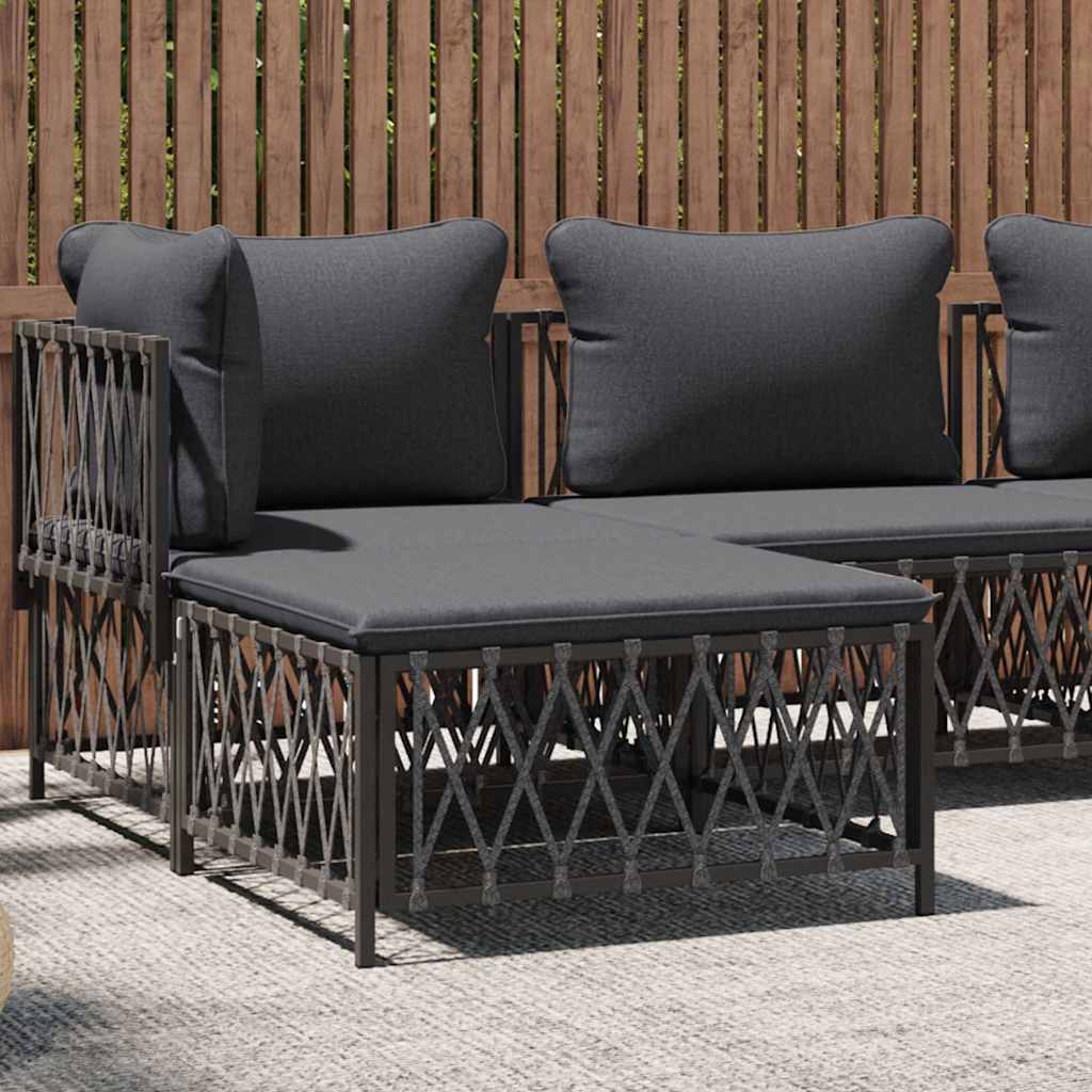 garden corner sofa with cushions, fabric; garden stool with Anthracite - Shop at LoveMi