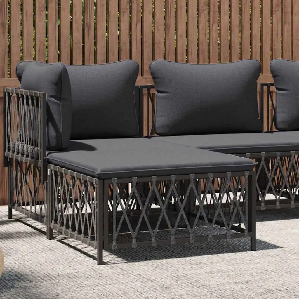 garden corner sofa with cushions, fabric; garden stool with - Anthracite