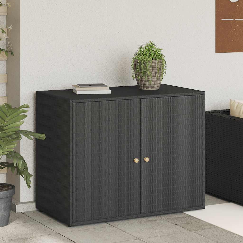 garden cabinet 55, poly rattan Black - Shop at LoveMi