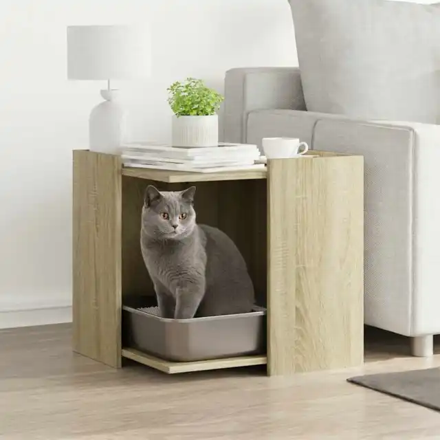 Cat Litter Box 42x Wood Material Cat Litter Box 42x Wood Material Sonoma Oak - Shop at LoveMi