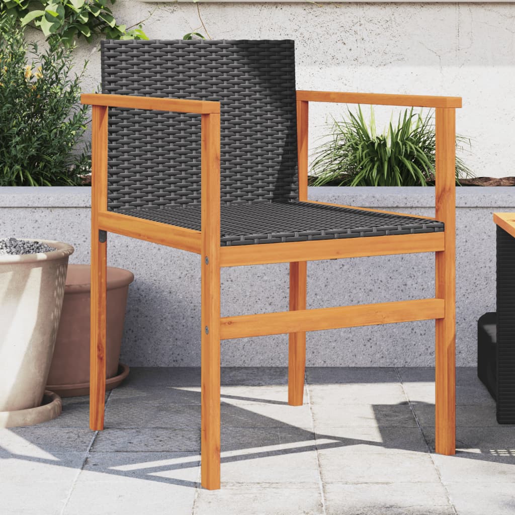 Garden Chairs . Poly Rattan and Solid Wood Black - Shop at LoveMi