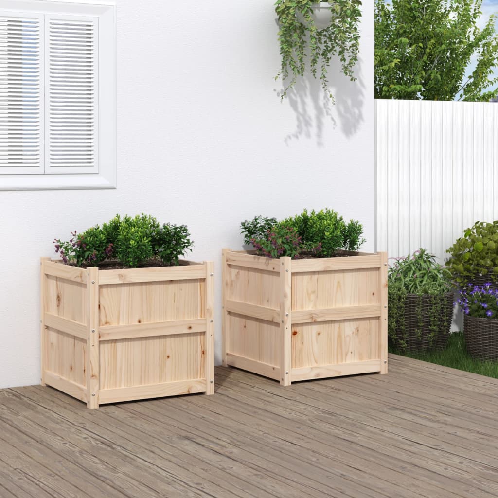   Plant Pots, 2 pcs., Solid Pine Wood