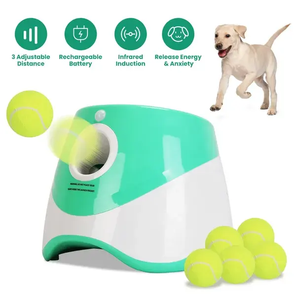 Automatic Dog Ball Launcher Included 6 Tennis