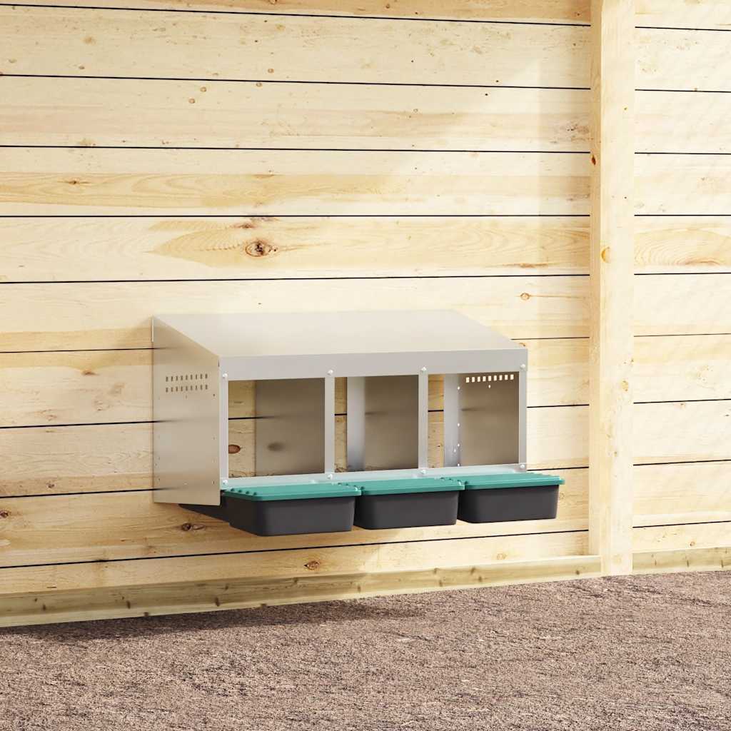   Chicken Nesting Box 3 Compartments Wall Mounted Galvanized