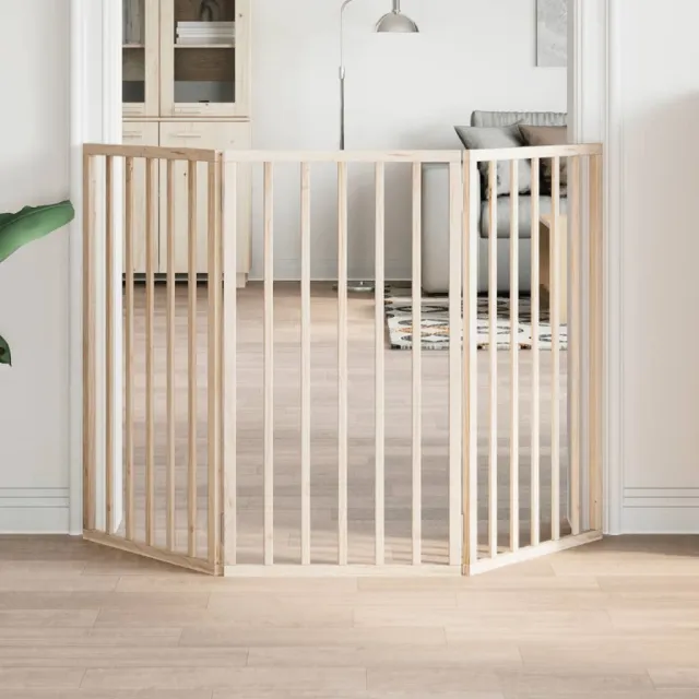 Dog Gate Foldable 3 Panels 150 cm Poplar Wood Nature - Shop at LoveMi