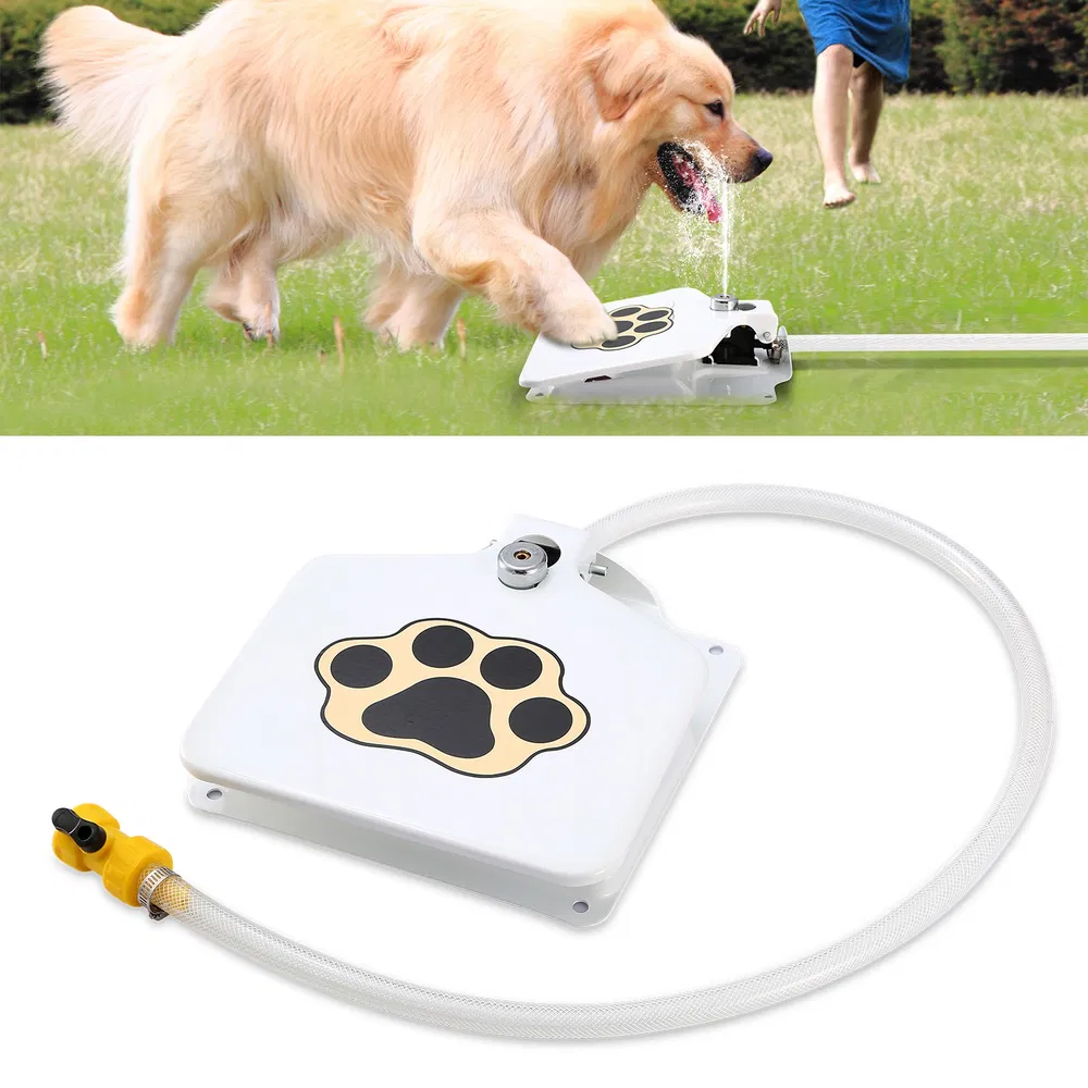 Dog Water Fountain Outdoor Dog Pet Water Dispenser Step on Activated Sprinkler White - Shop at LoveMi