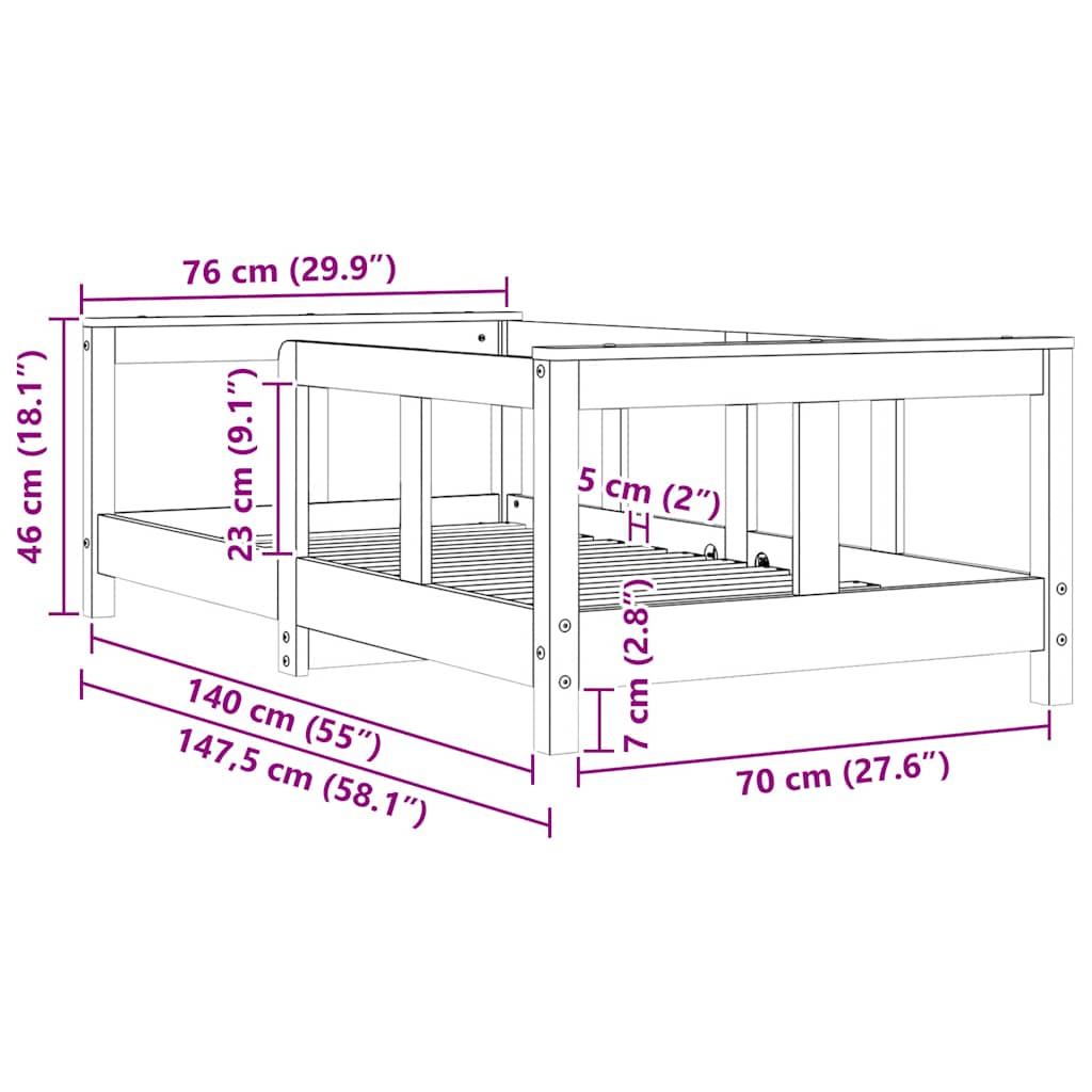   Children's Bed Solid Pine Wood