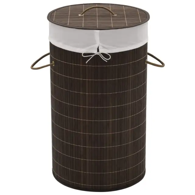 Round Laundry Basket Natural Round Laundry Basket Dark Brown - Shop at LoveMi