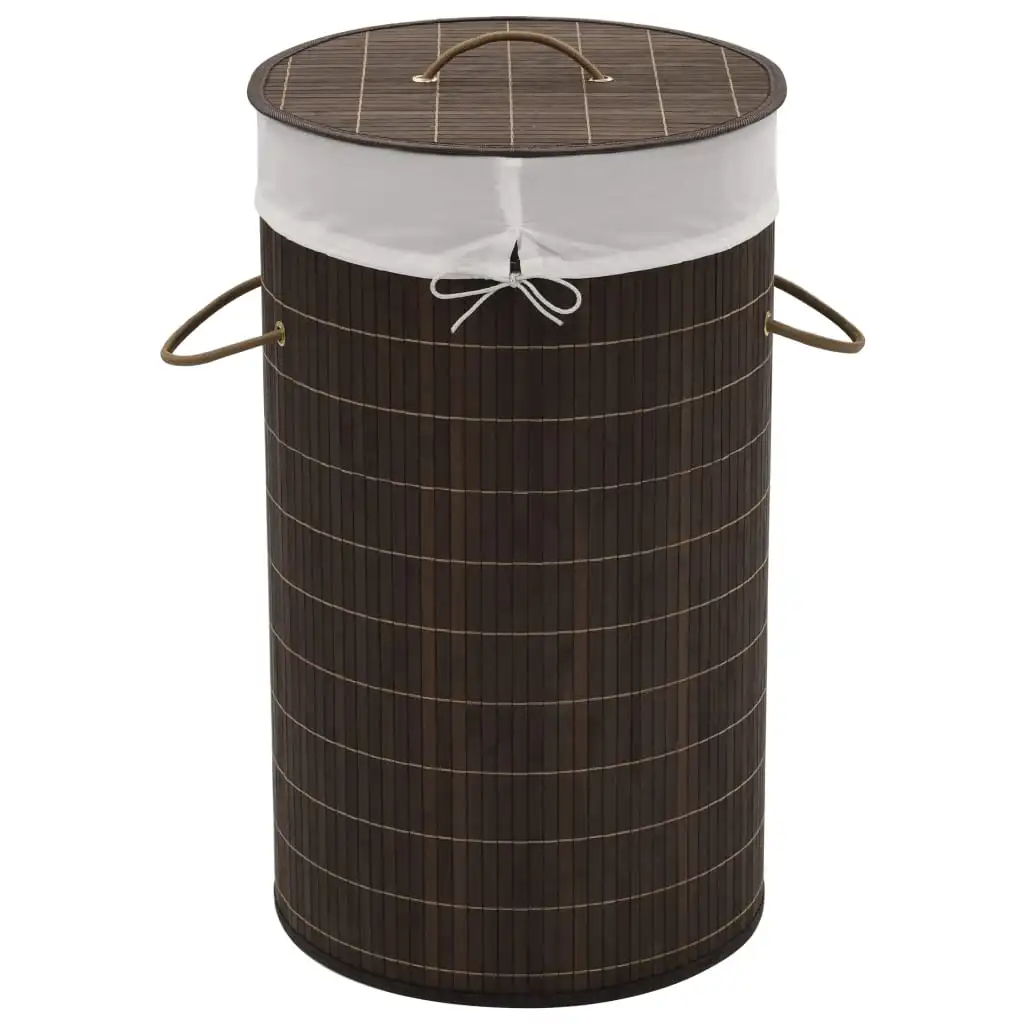 Round Laundry Basket Natural Round Laundry Basket - Dark Brown