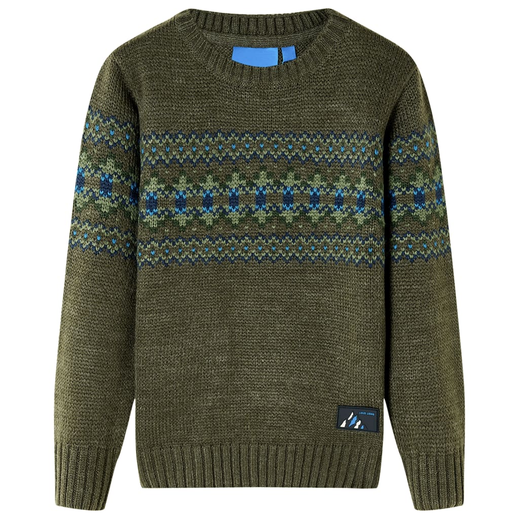 Children's knitted sweater, khaki, size 116