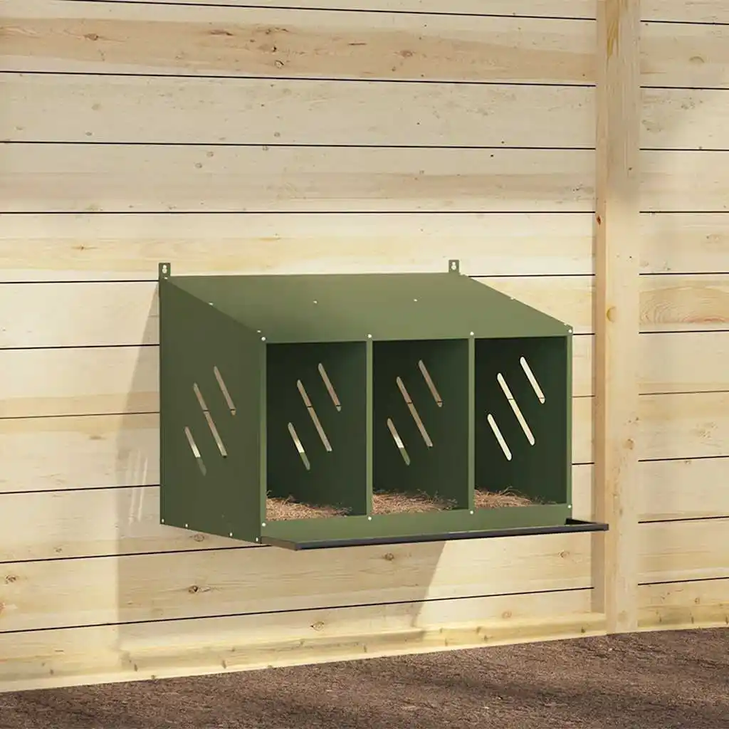 Chicken Nesting Box with 3 Compartments Olive