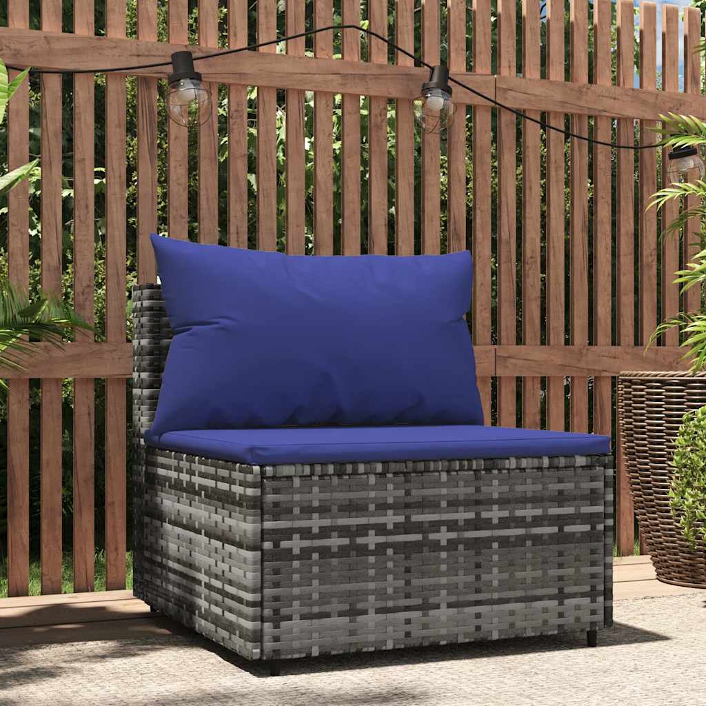 Garden Center Sofa with Cushions Poly Rattan Garden Center Sofa Grey And Blue - Shop at LoveMi